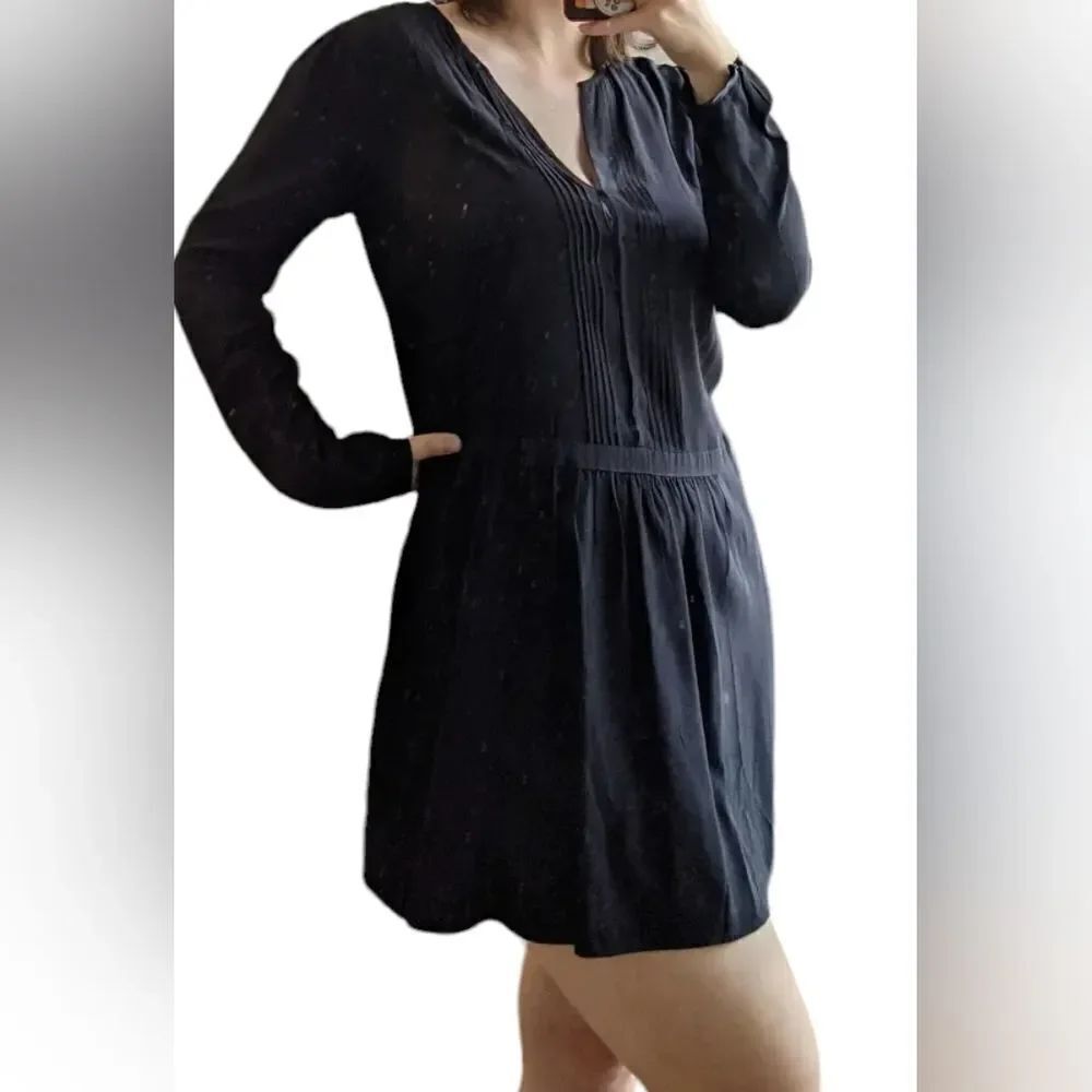 Maison Scotch black 100% silk elegant mini tux shift dress size s or xs